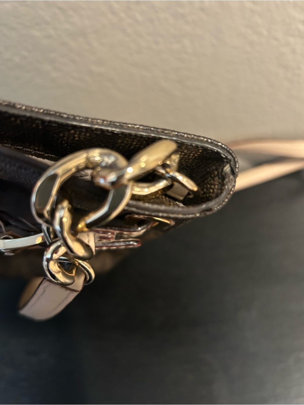 Michael Kors Brown MK Logo Crossbody with Beige Trim - Picture 4 of 10